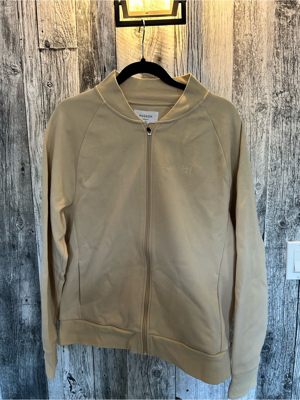 Hudson Jeans Men’s Beige Zip-Front Bomber Jacket